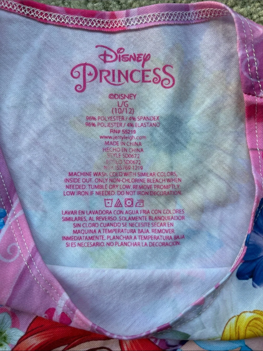 NWT Disney Princess Pink Floral Princess Tank Dress Size Lg (10/12)